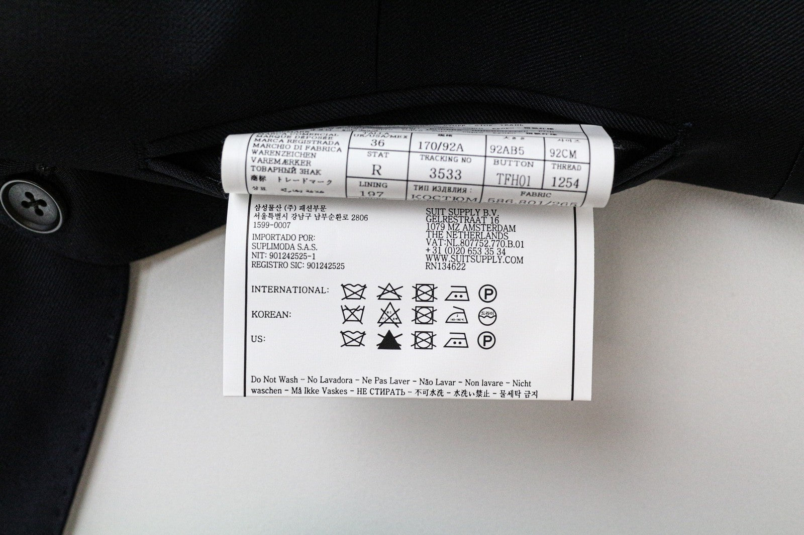 SUITSUPPLY La Spalla Men's Suit UK34S Navy Blue 3 Piece Pure Wool Single-Breast