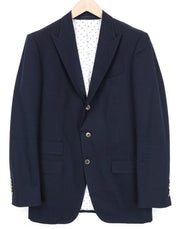 SUITSUPPLY vyriškas švarkas UK42R mėlynas grynos medvilnės vienos krūtinės smailiu atvartu 