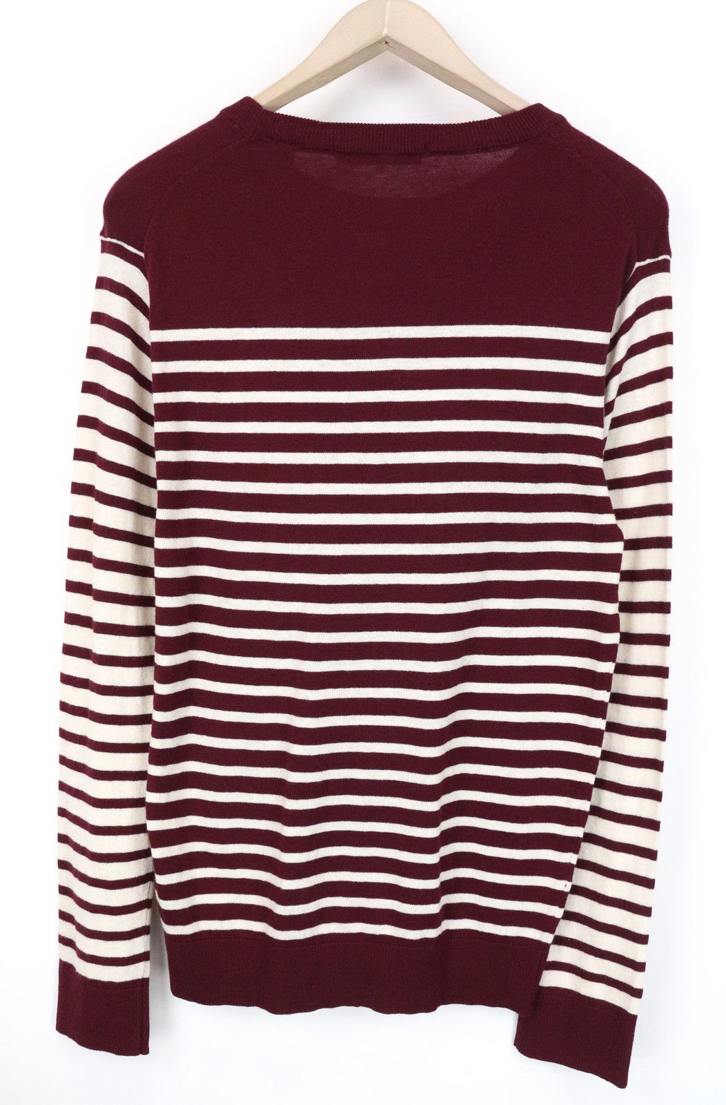 SCOTCH &amp; SODA Ams Couture vyriškas džemperis su violetinėmis raudonomis juostelėmis, vilnoniu medvilniniu megztiniu, S dydžio 