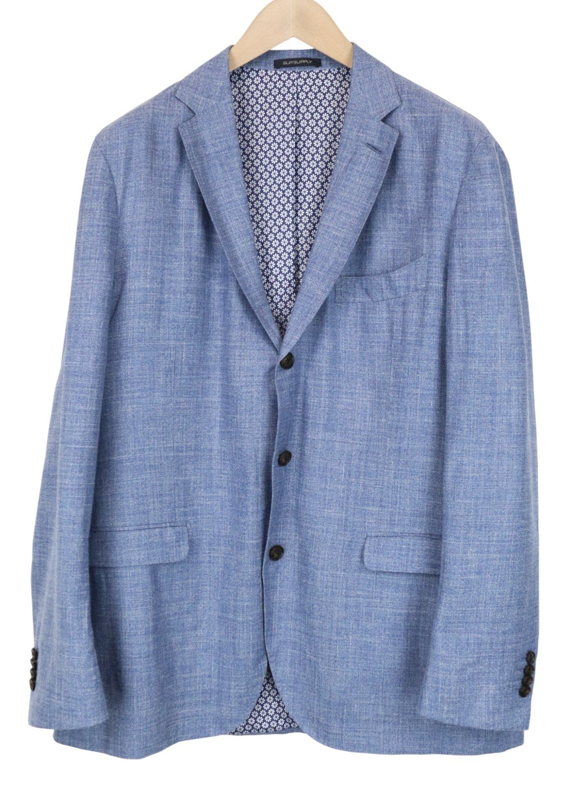 SUITSUPPLY La Spalla Men's Suit UK46R Blue 2 Piece Linen Wool Silk Blend Outfit