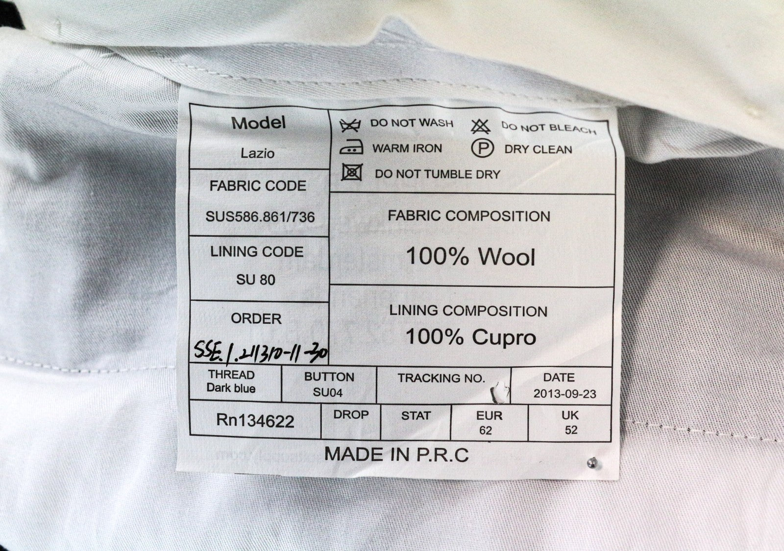 SUITSUPPLY Lazio Men's Suit UK50S Blue Slim 3Pc Perennial S110s Wool Blend