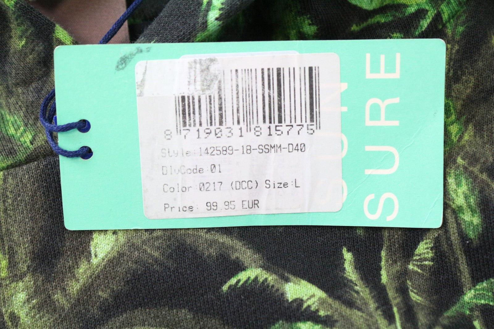 SCOTCH &amp; SODA vyriškas džemperis su gobtuvu, žalias, L dydžio, su delnų raštu, grynos medvilnės džersio raštu 