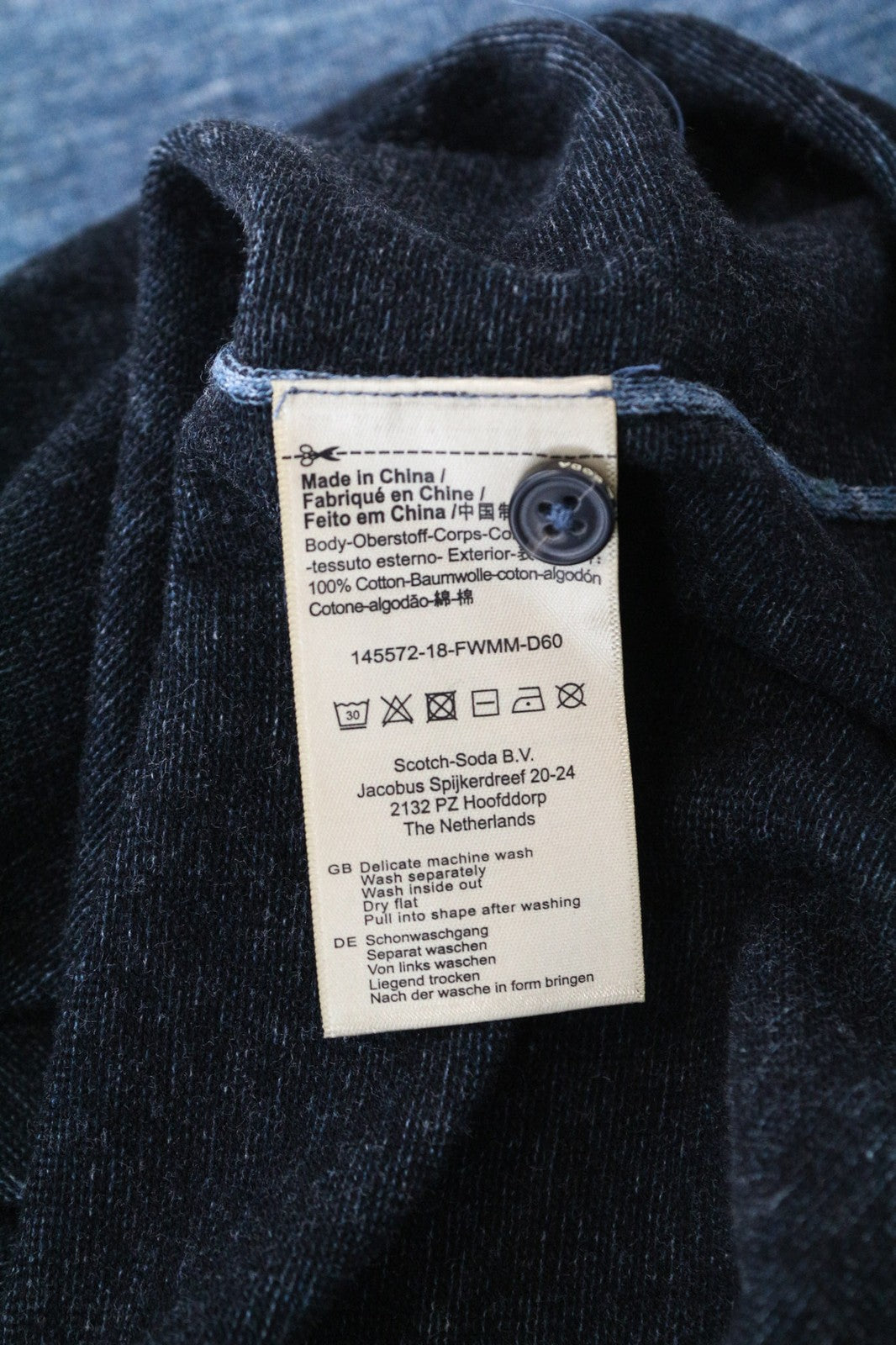 SCOTCH &amp; SODA vyriški marškinėliai L dydžio, megzti plonu kaklu, mėlyni melanžo spalvos, grynos medvilnės 