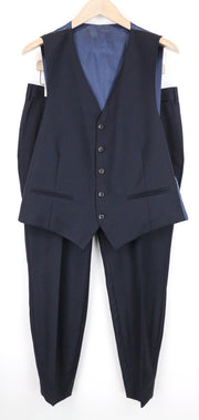 SUITSUPPLY Ferrara Men's Suit UK40S Navy Slim Flat-Front 2Pc Pure Wool Melange