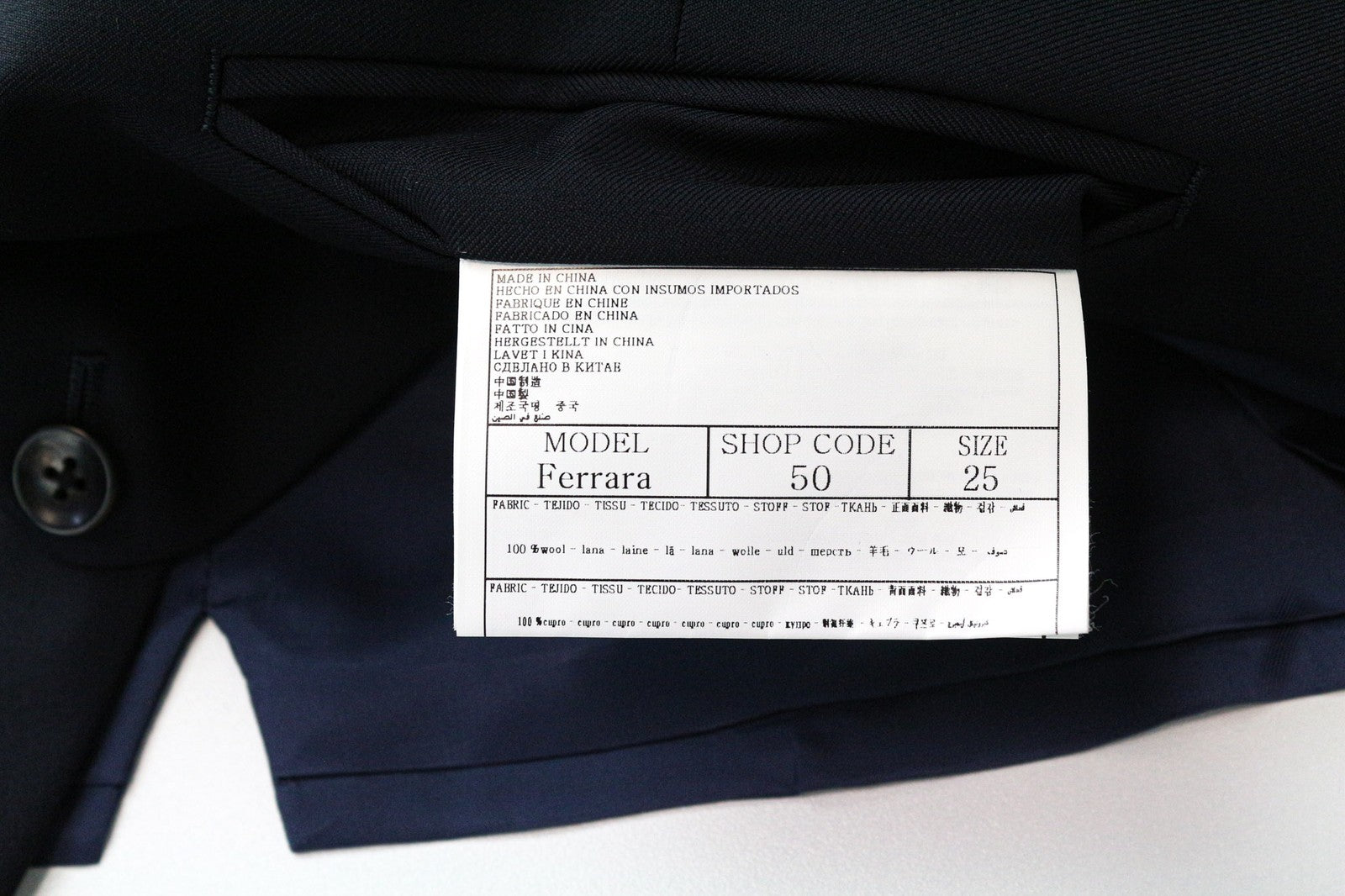 SUITSUPPLY Ferrara Men's Suit UK40S Navy Slim Flat-Front 2Pc Pure Wool Melange