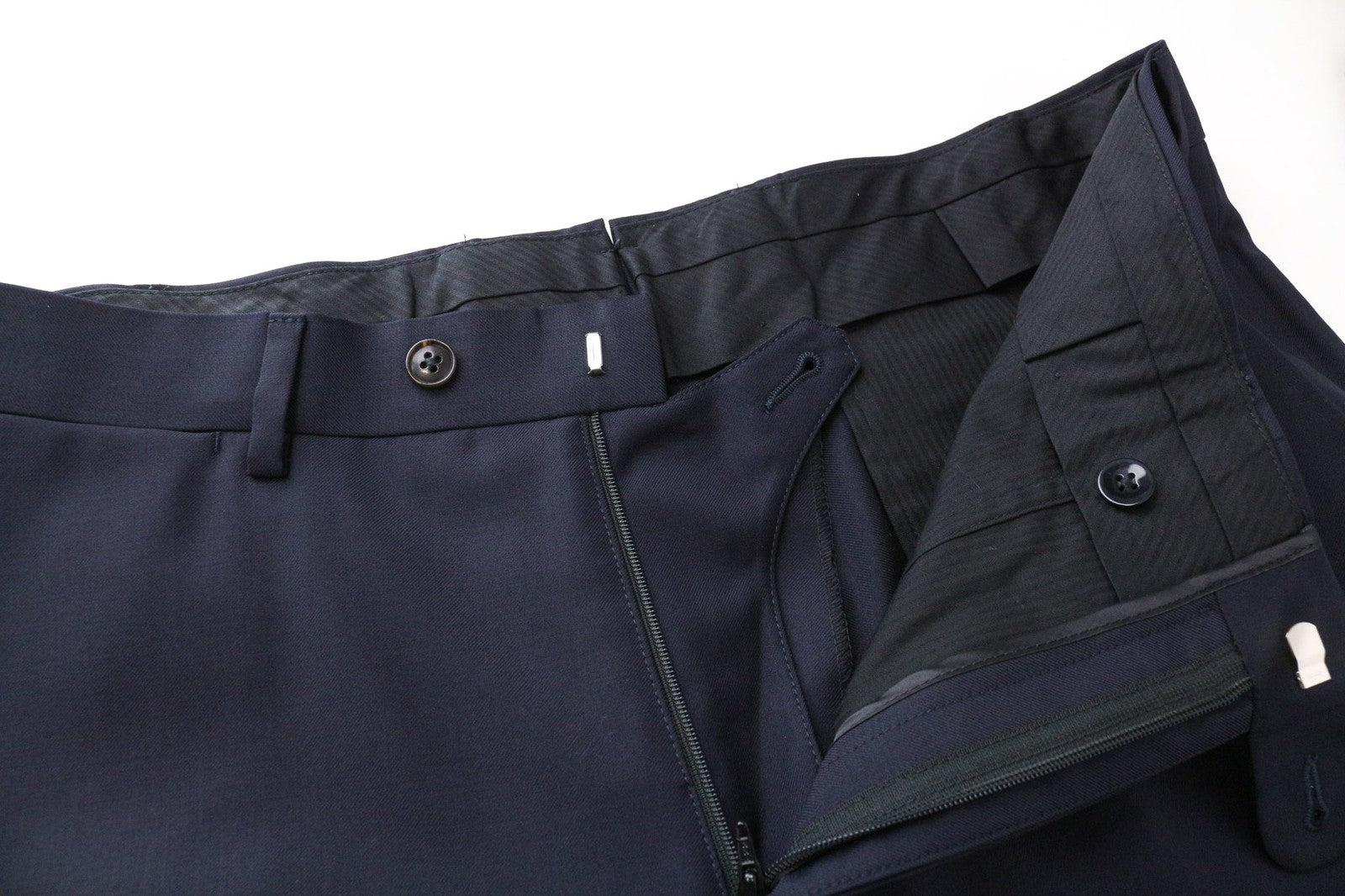 SUITSUPPLY Ferrara Men's Suit UK40S Navy Slim Flat-Front 2Pc Pure Wool Melange