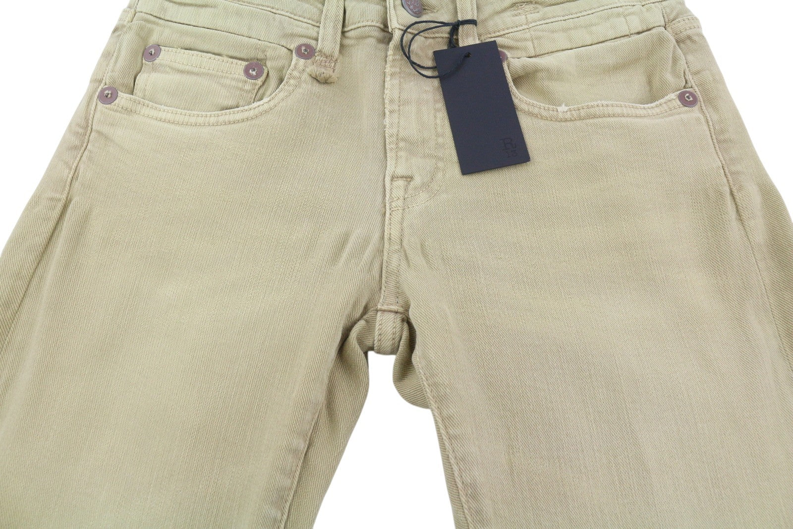 R13 Boy Straight Women Jeans 28 Khaki Stretch Washed Ankle Length Casual RRP699