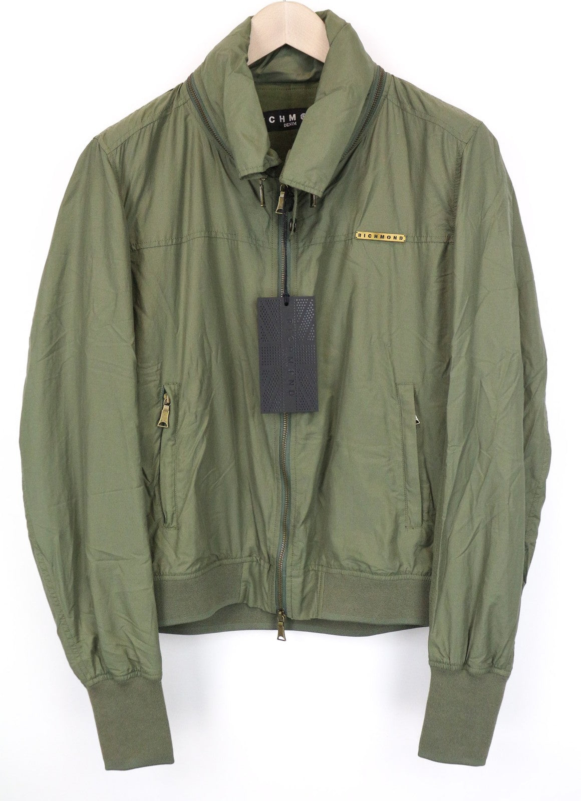 RICHMOND Men's Jacket 48 Green Casual Lightweight Zipped Lined Single-Breasted