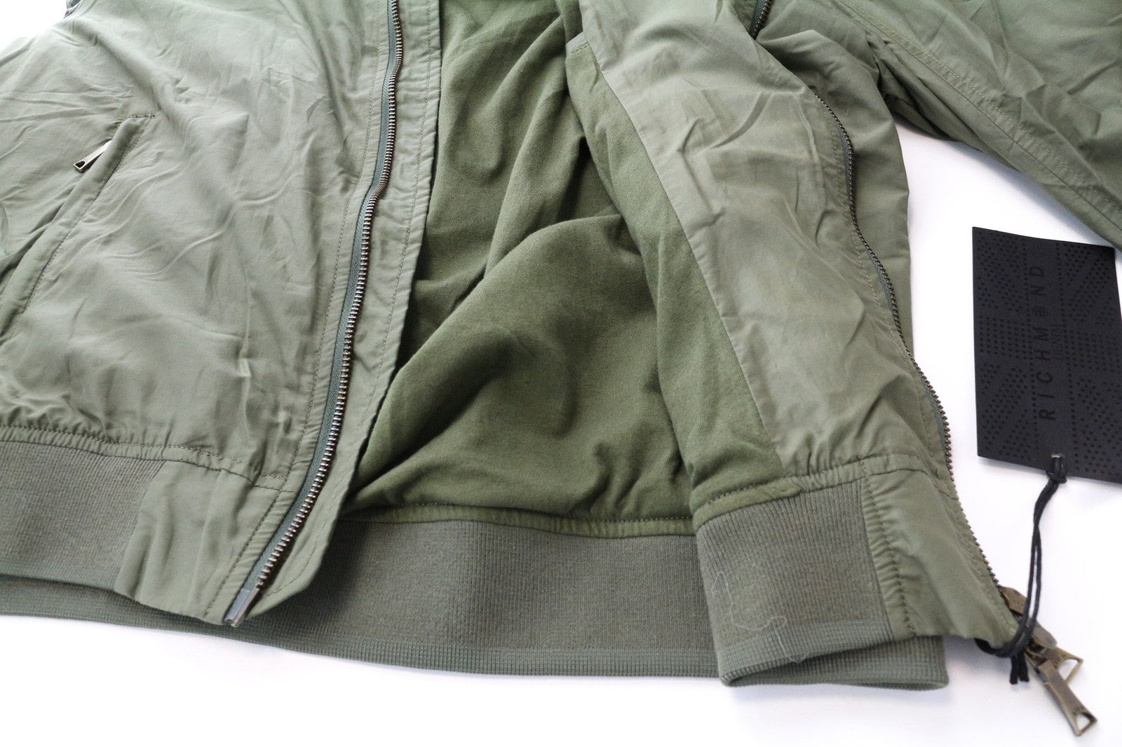 RICHMOND Men's Jacket 48 Green Casual Lightweight Zipped Lined Single-Breasted