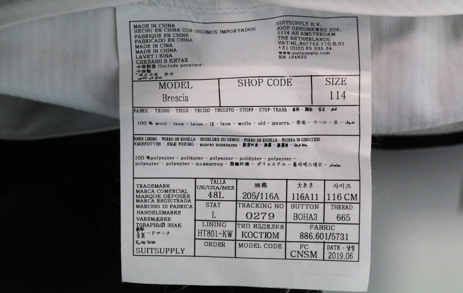 SUITSUPPLY La Spalla Men's Suit UK48L Wool Slim Blue 3Pc Perennial S110s