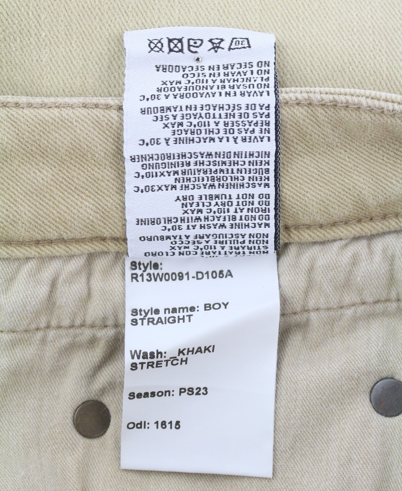 R13 Boy Straight Women Jeans 27 Khaki Stretchy Washed Cropped Ankled RRP€699