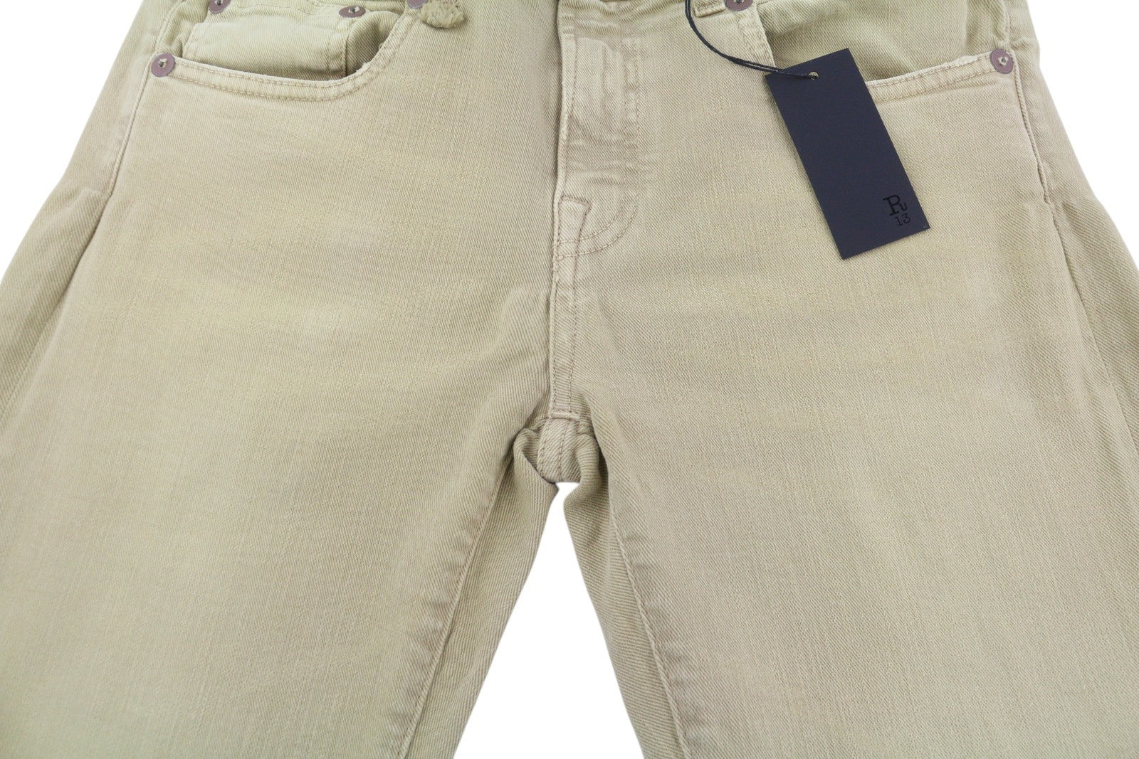 R13 Boy Straight Women Jeans 30 Khaki Stretch Faded Cropped Ankle Length RRP€699