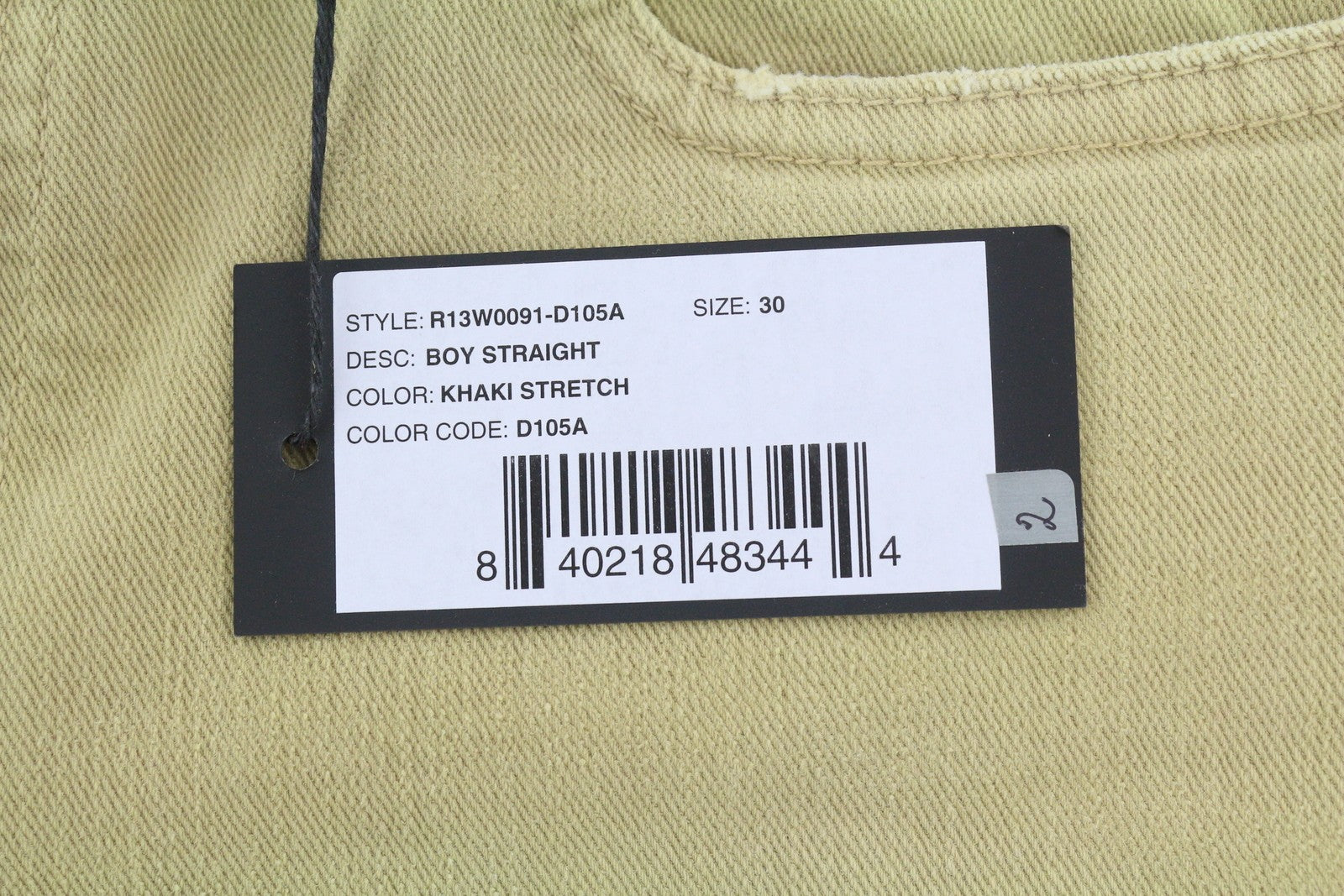 R13 Boy Straight Women Jeans 30 Khaki Stretch Faded Cropped Ankle Length RRP€699