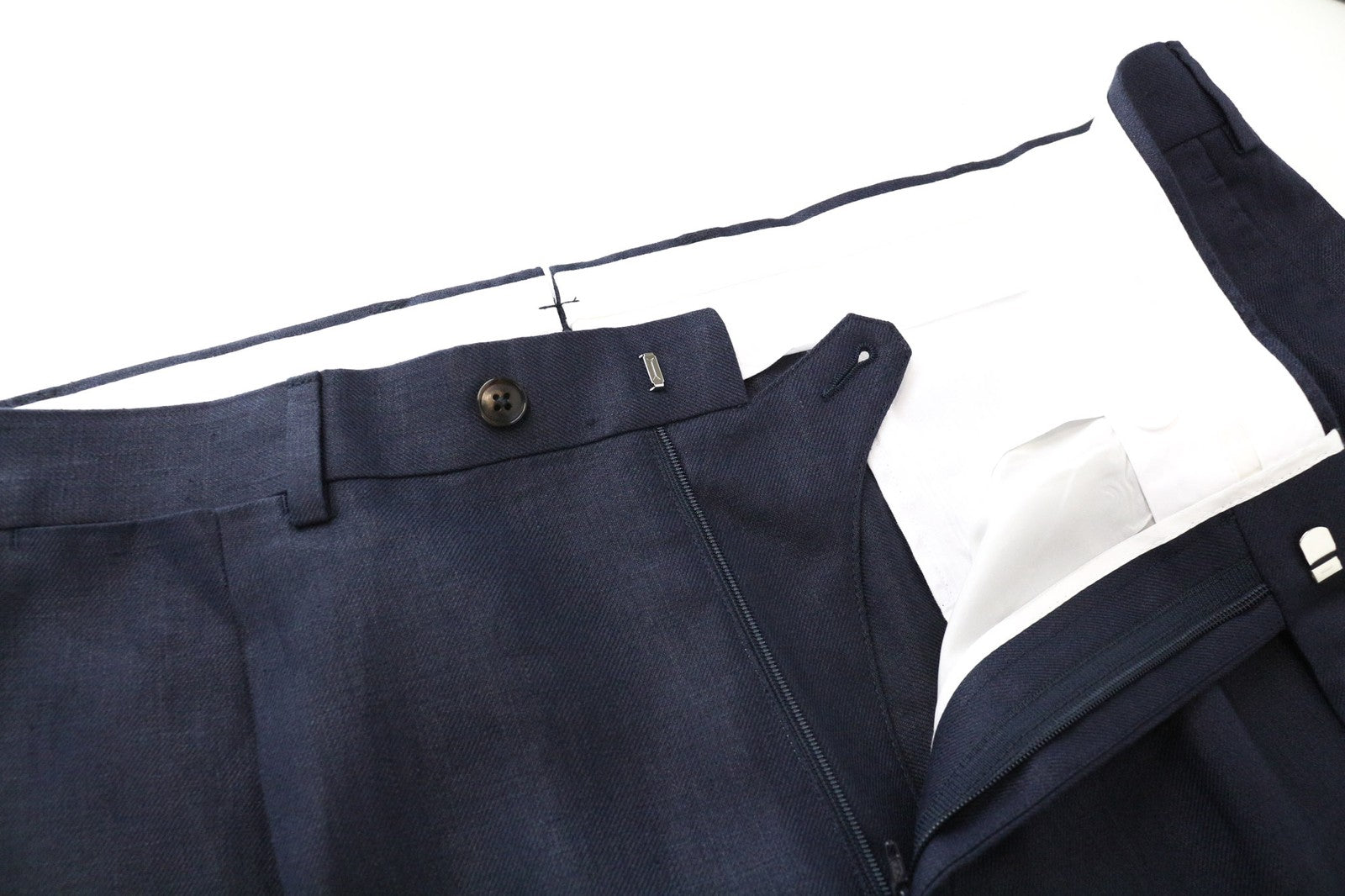 SUITSUPPLY Brescia Men's Trousers UK40R Blue Pure Wool Pleated Classic Fit