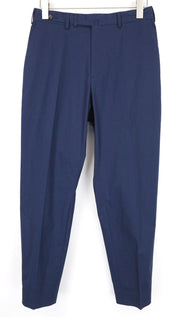 SUITSUPPLY Blake Men's Trousers UK32R Slim Blue Drop-Crotch Stretch Cotton Blend