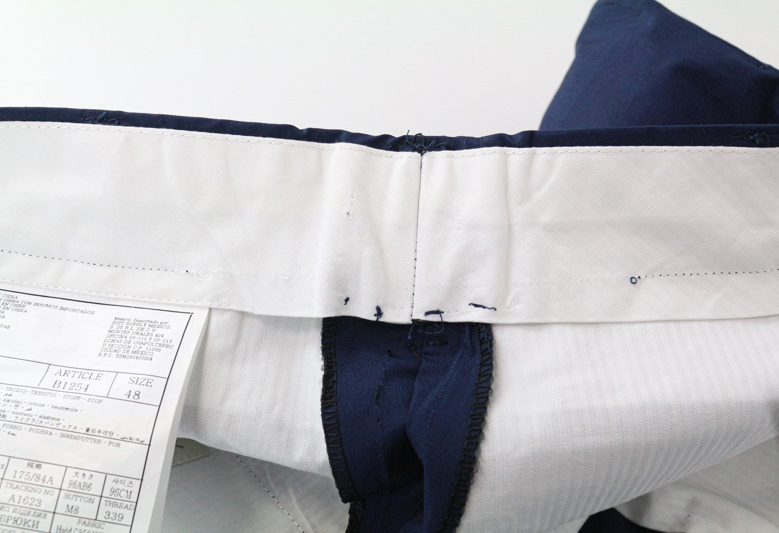 SUITSUPPLY Blake Men's Trousers UK32R Slim Blue Drop-Crotch Stretch Cotton Blend