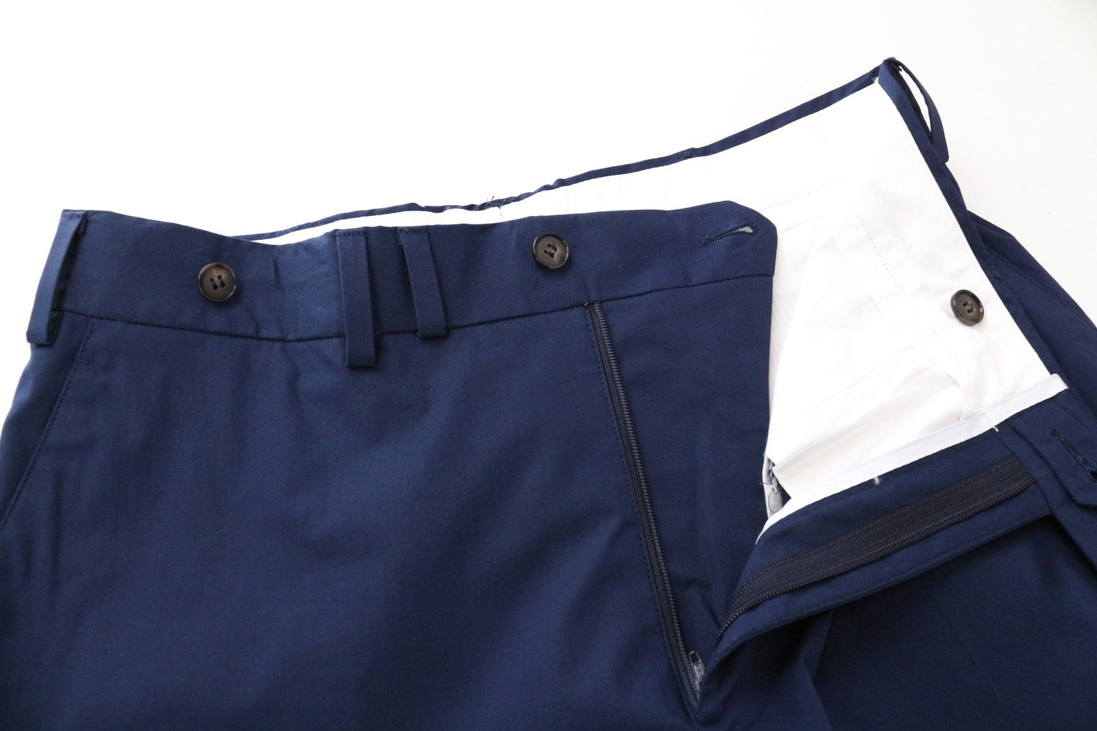 SUITSUPPLY Blake Men's Trousers UK32R Slim Blue Drop-Crotch Stretch Cotton Blend