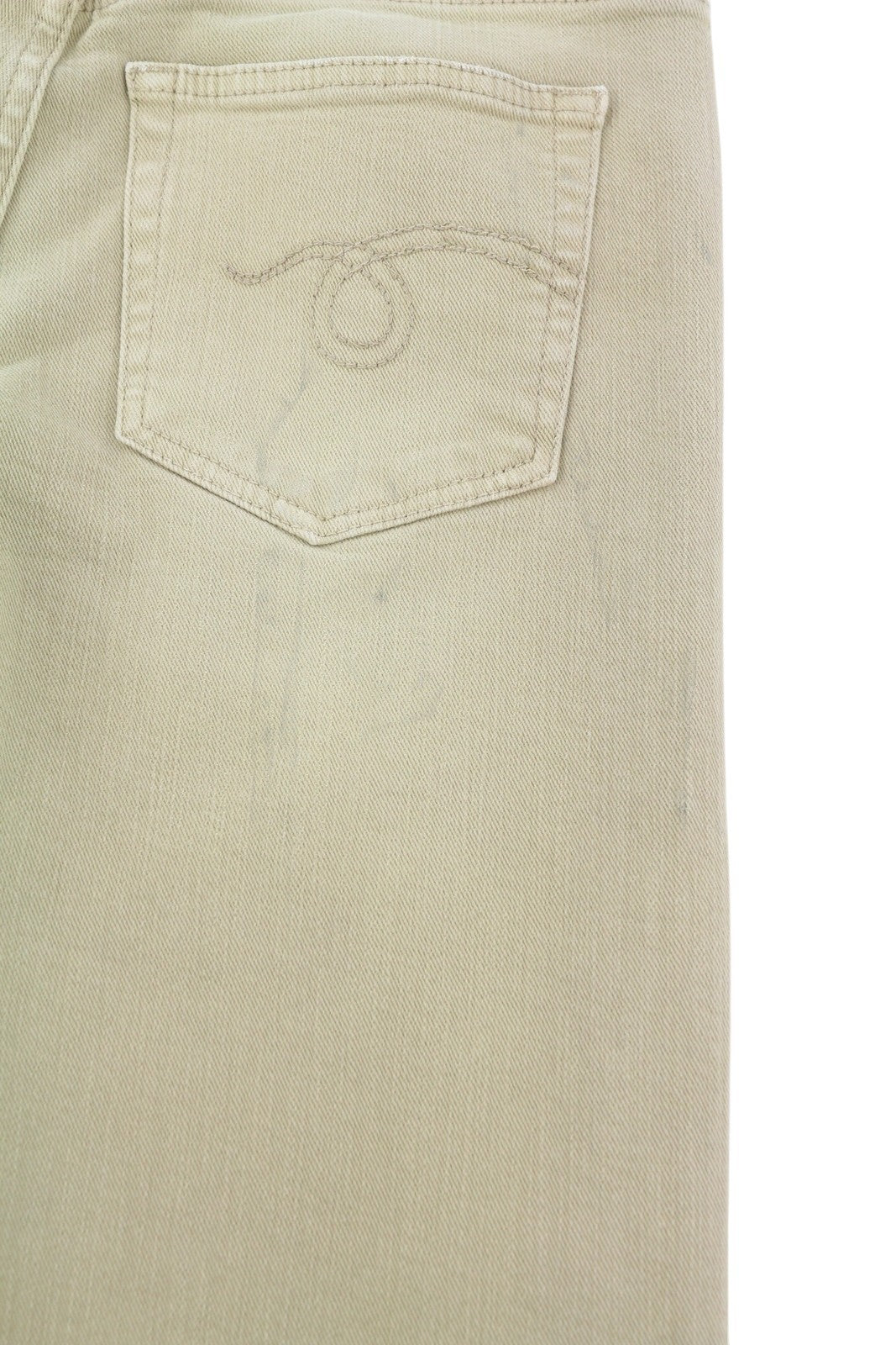 R13 Boy Straight Women Jeans 25 Khaki Stretchy Washed Cropped Ankled RRP€699