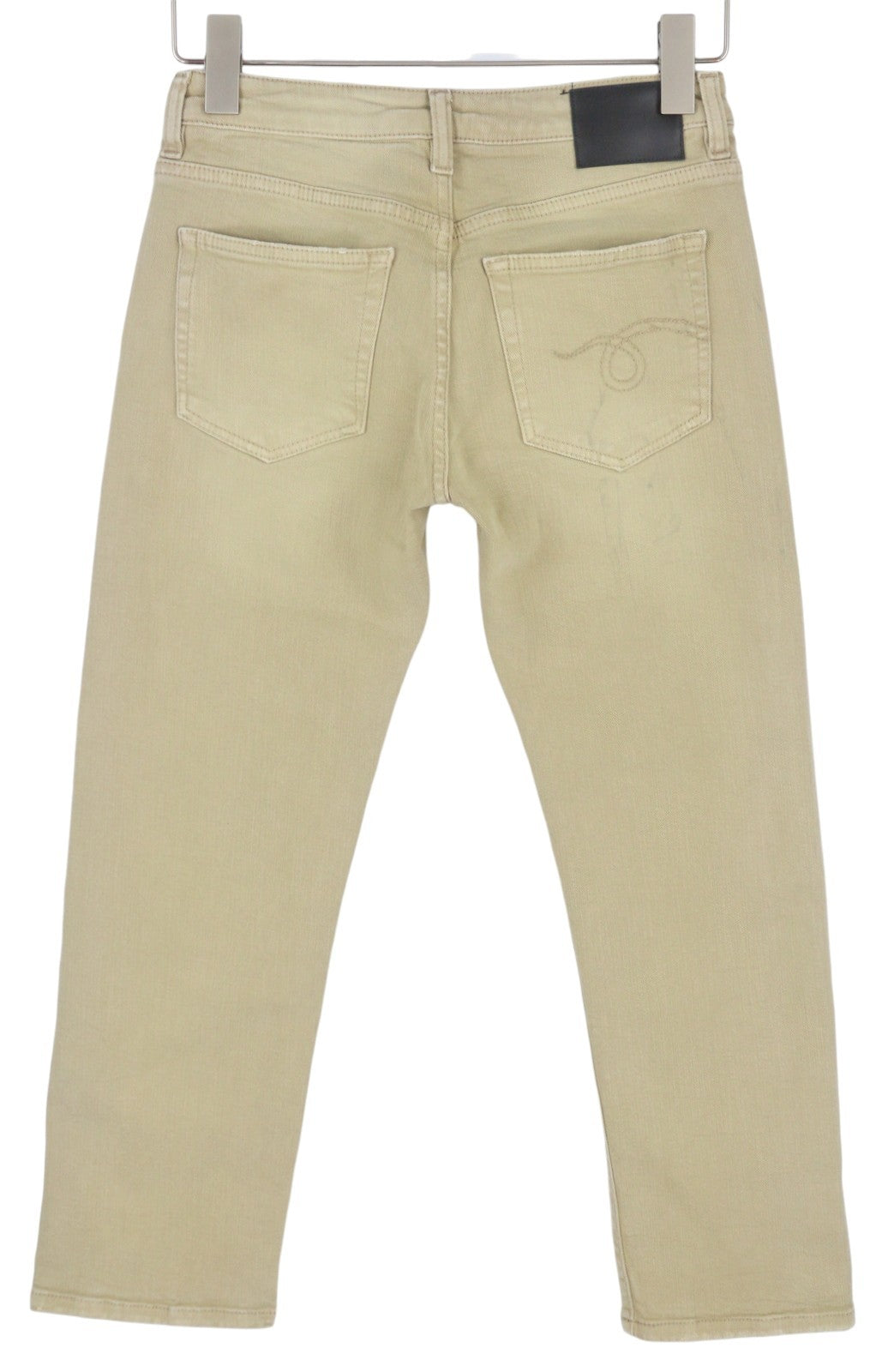 R13 Boy Straight Women Jeans 25 Khaki Stretchy Washed Cropped Ankled RRP€699
