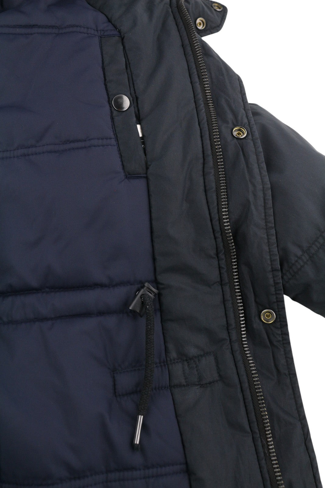 DIESEL vyriška striukė S, tamsiai mėlyna, su pilnu užtrauktuku, pašiltinta, su raišteliu ir pamušalu juosmenyje. 