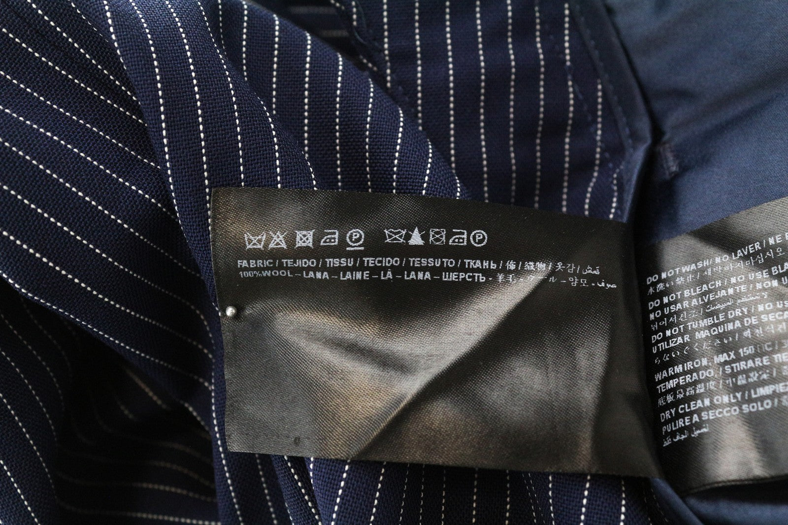 SUISTUDIO Robin moteriškos kelnės UK6R vilnonės dryžuotos mėlynos klostuotos plonos oficialios 