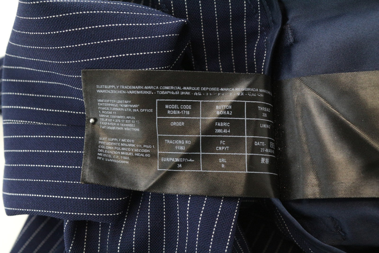 SUISTUDIO Robin moteriškos kelnės UK6R vilnonės dryžuotos mėlynos klostuotos plonos oficialios 