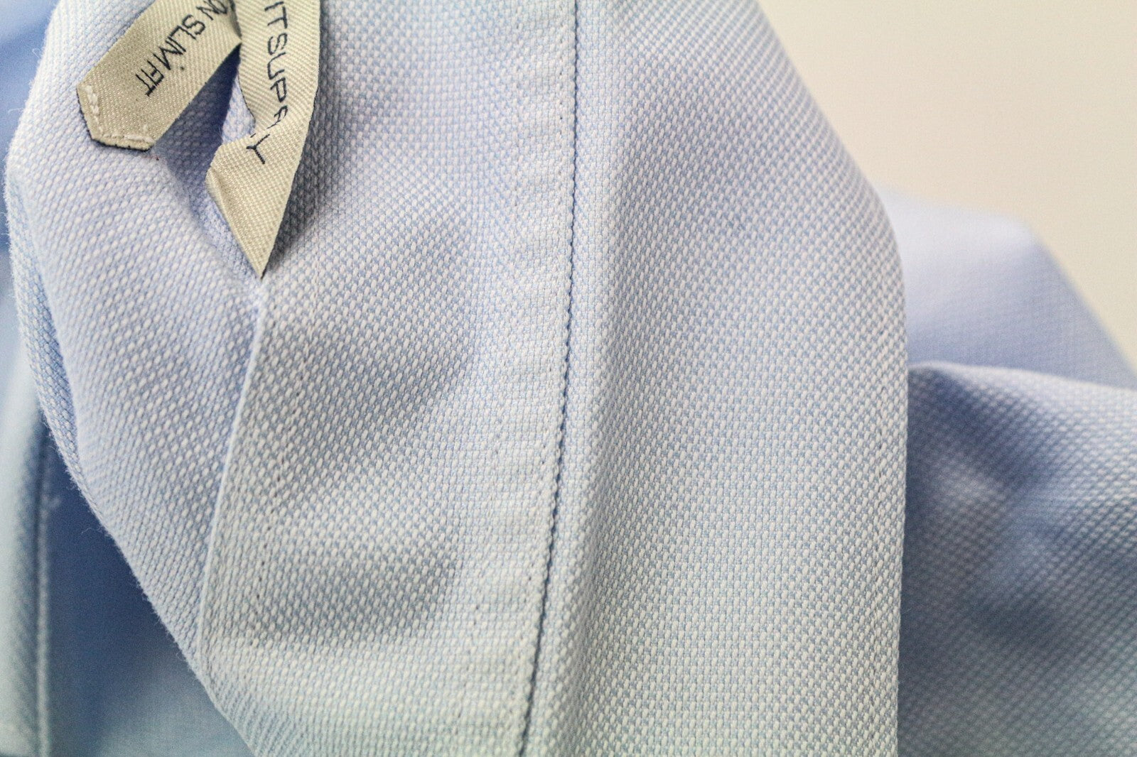 SUITSUPPLY vyriški marškinėliai 45/17 3/4 ploni grynos medvilnės šviesiai mėlyni ilgomis rankovėmis 