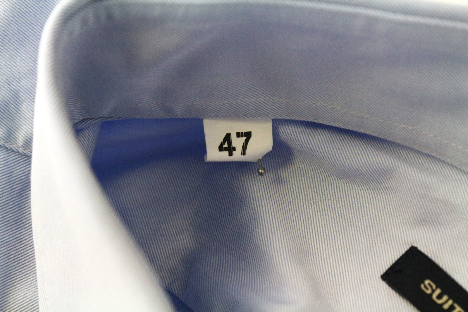 SUITSUPPLY vyriški marškinėliai, 47 šviesiai mėlyni, grynos medvilnės ilgomis rankovėmis, klasikiniai, dryžuoti 