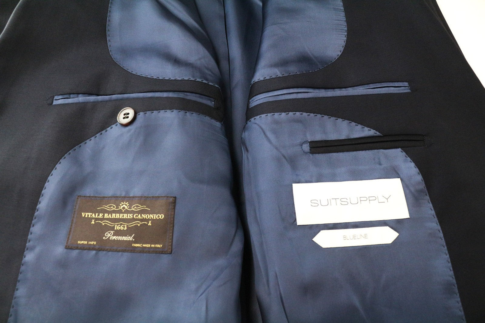 SUITSUPPLY Havana Blueline Men's Suit UK52R Navy Pure Wool Two Piece Classic