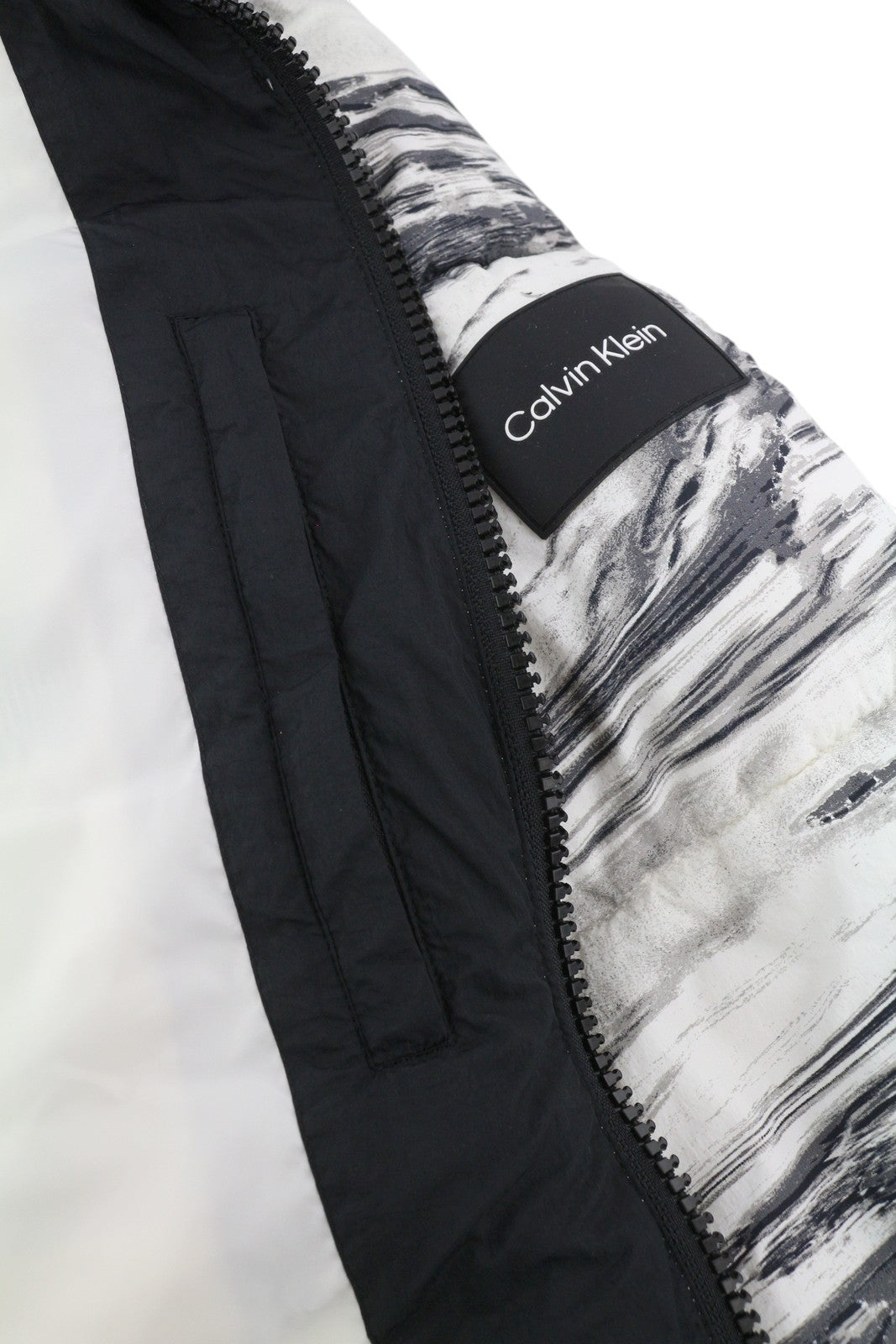 CALVIN KLEIN gofruotas nailoninis spalvotas dygsniuotas vyriškas švarkas, 2XL, raštuotas, RRP 325 € 