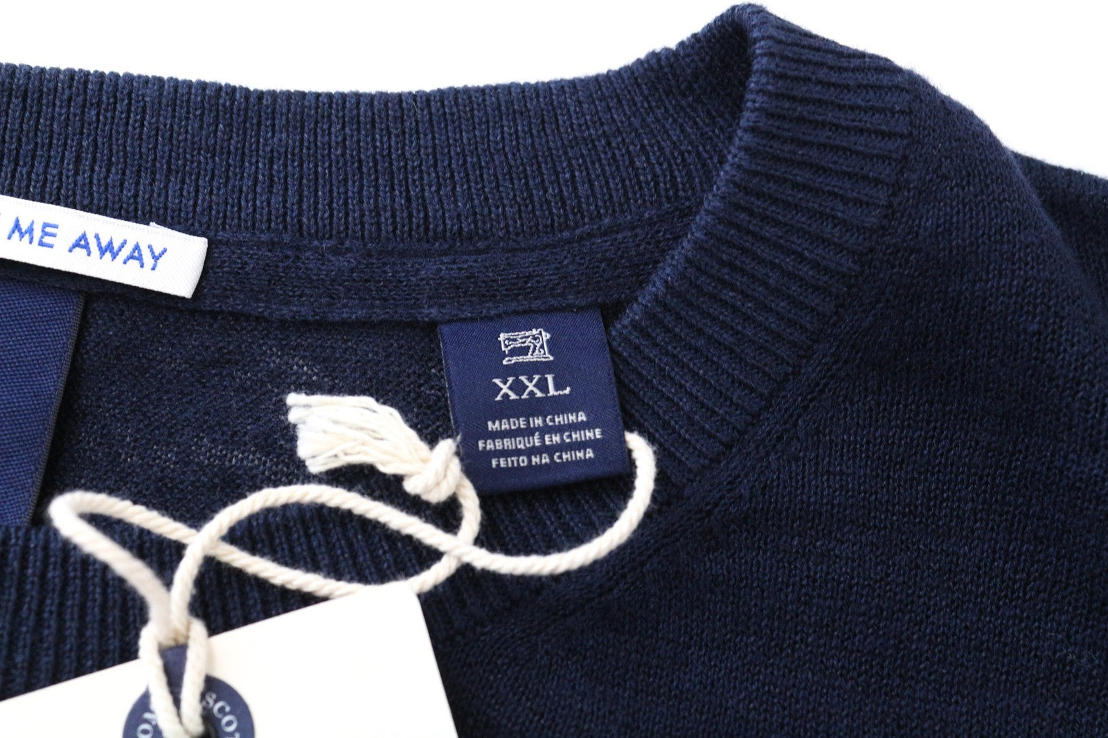 SCOTCH &amp; SODA Ams Blauw vyriškas megztinis 2XL lininis medvilninis mėlynas ilgomis rankovėmis 