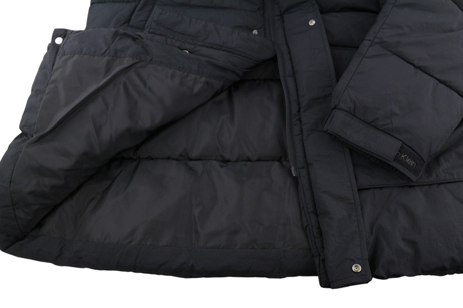 CALVIN KLEIN Crinkle Nylon Long Length Quilt vyriška striukė, 2XL, juoda, paminkštinta, RRP 379 € 