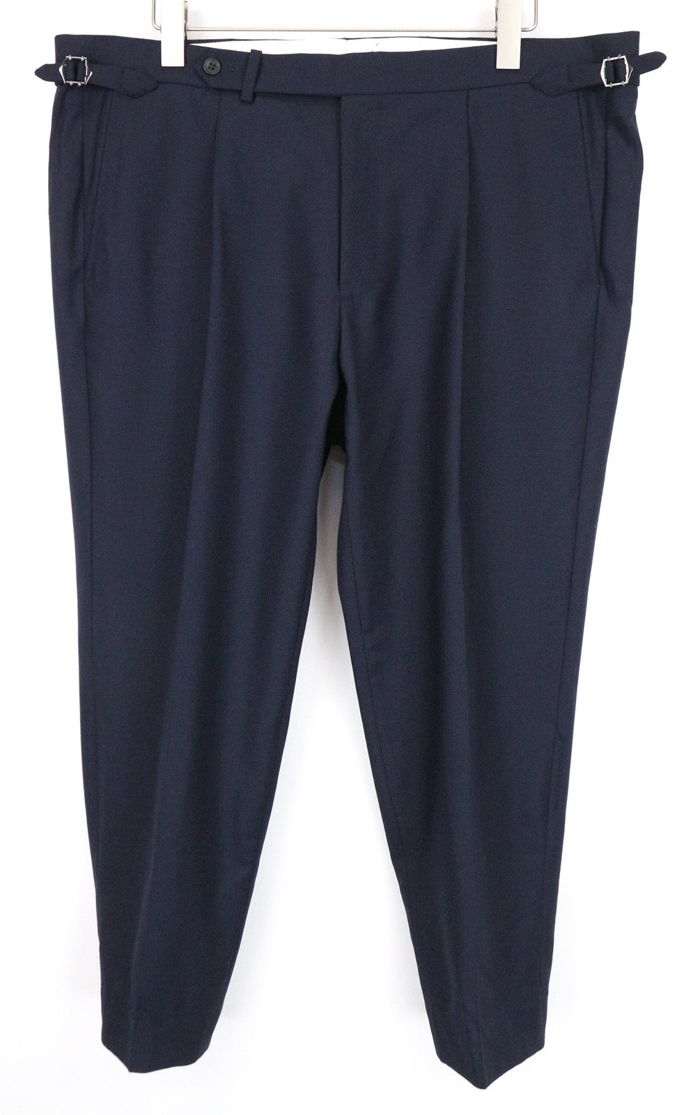 SUITSUPPLY Vigo Men's Trousers UK40R Navy Wool Side Adjusters Pleated Front