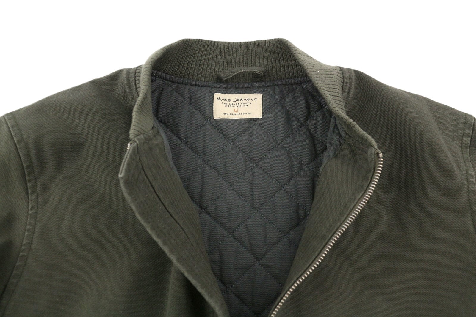 NUDIE JEANS vyriška striukė M pilka su užtrauktuku ir kišenėmis, pamušalu, lengva bomber striukė 