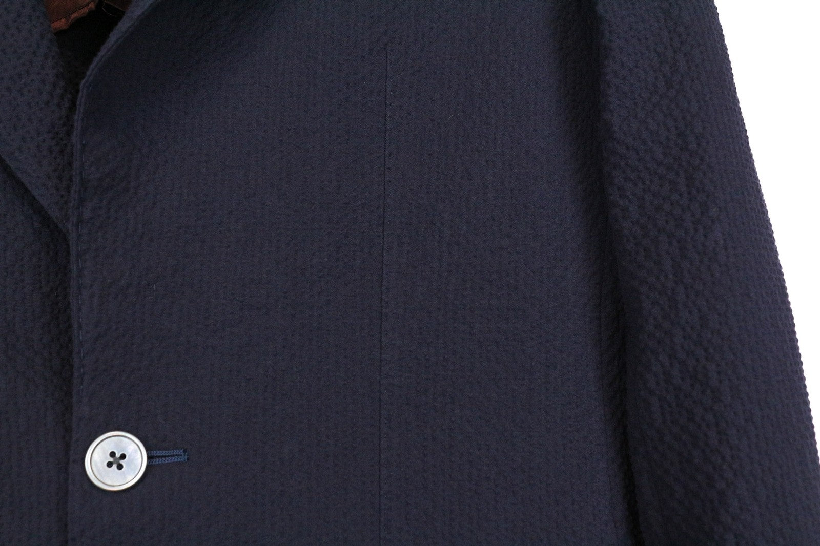 SUITSUPPLY La Spalla Men's Blazer UK32R Navy Blue Cotton Stretch Crinkled Finish