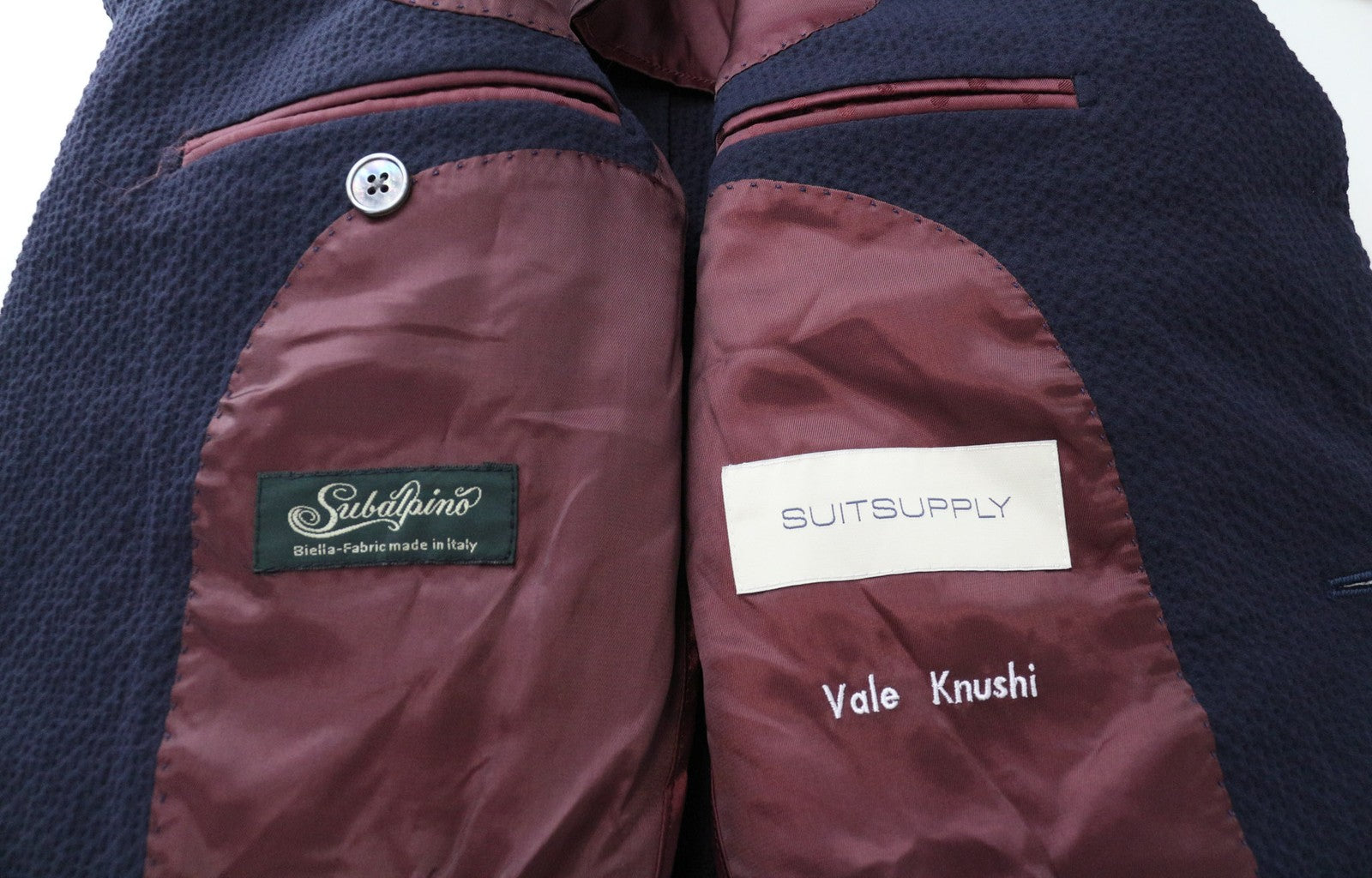 SUITSUPPLY La Spalla Men's Blazer UK32R Navy Blue Cotton Stretch Crinkled Finish