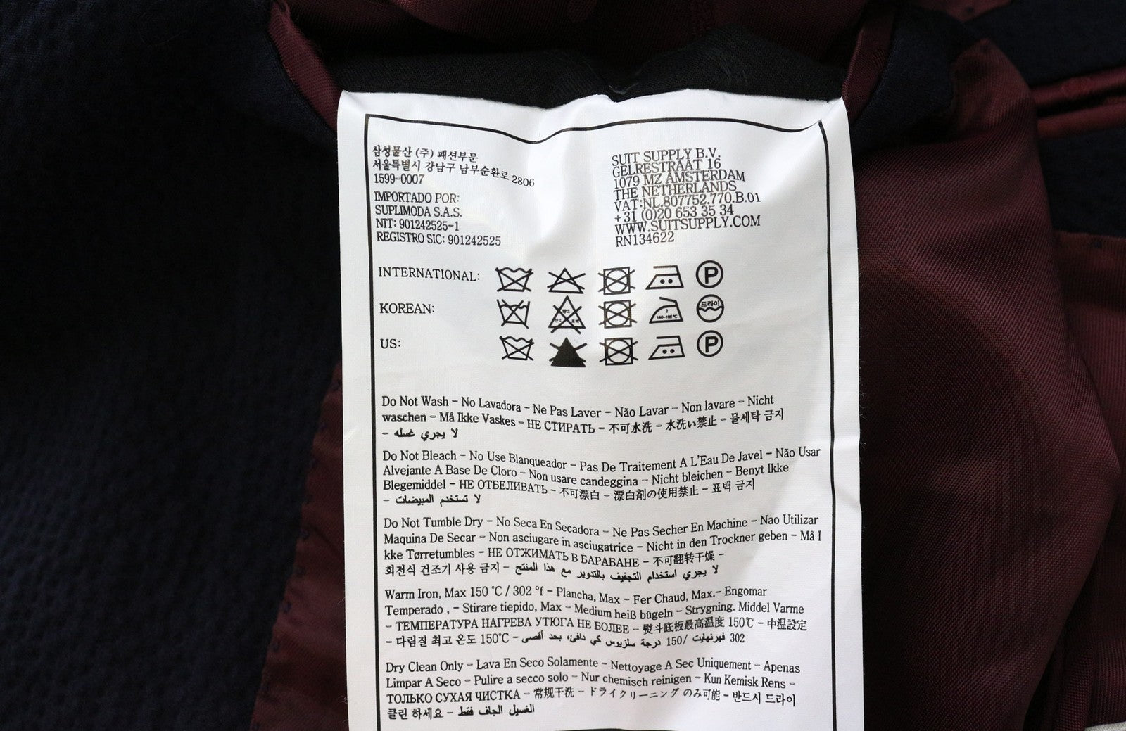 SUITSUPPLY La Spalla Men's Blazer UK32R Navy Blue Cotton Stretch Crinkled Finish