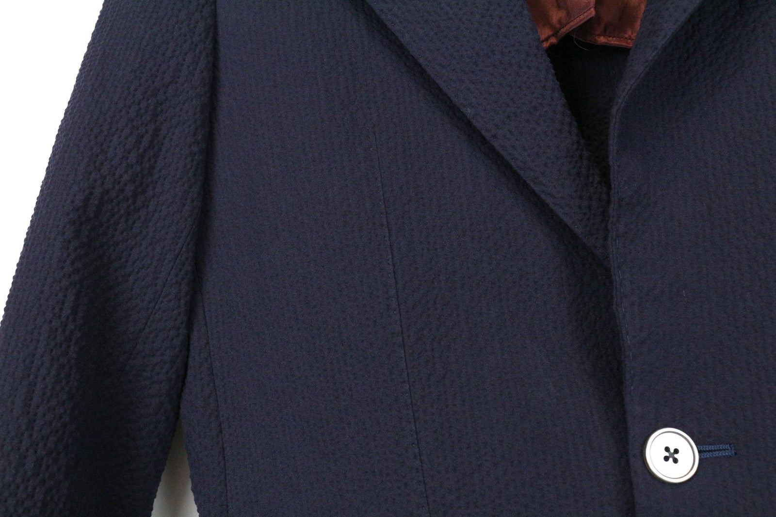 SUITSUPPLY La Spalla Men's Blazer UK32R Navy Blue Cotton Stretch Crinkled Finish