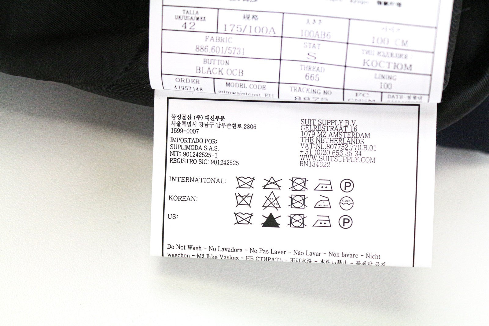 SUITSUPPLY Ferrara Men's Suit UK42S Wool Navy Blue 2-Piece Suit with Waistcoat