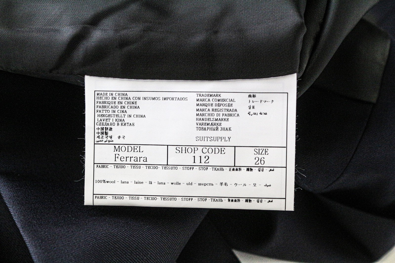 SUITSUPPLY Ferrara Men's Suit UK42S Wool Navy Blue 2-Piece Suit with Waistcoat