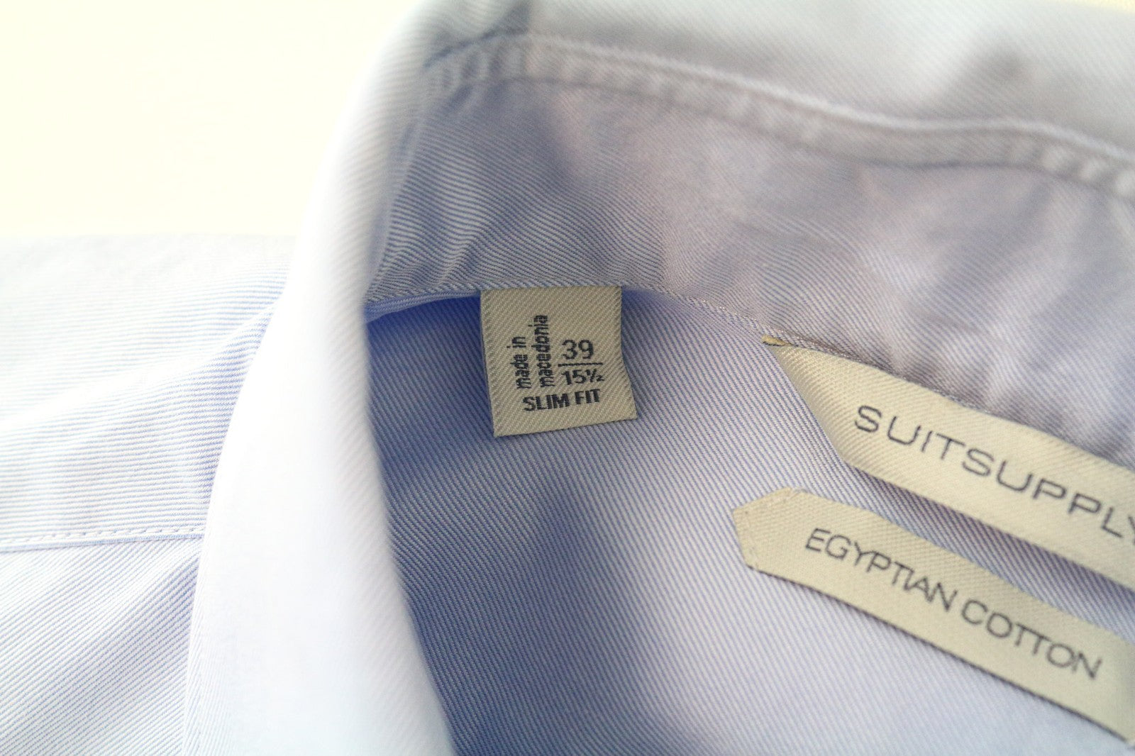 SUITSUPPLY Men's Shirt 39/15.5 Slim Blue Pure Cotton Long Sleeve Casual Classic