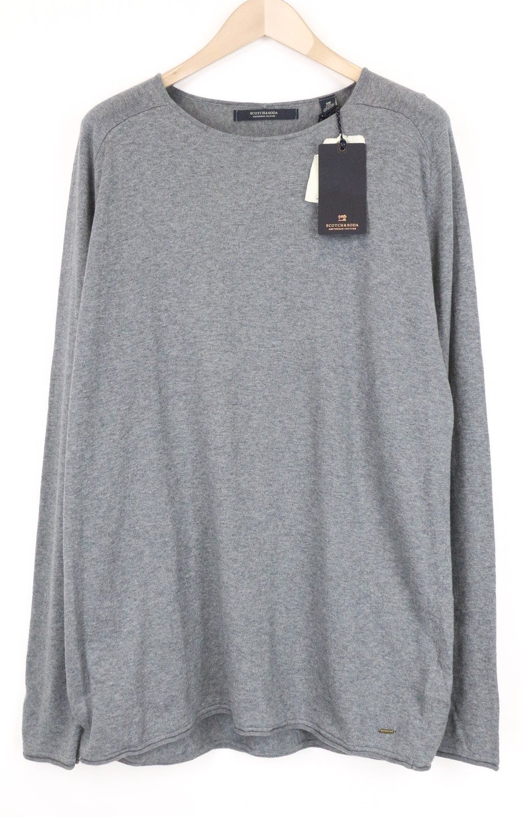 SCOTCH &amp; SODA Ams Couture vyriškas džemperis ilgomis rankovėmis, 2XL, pilkas, medvilninis, kašmyro spalvos 