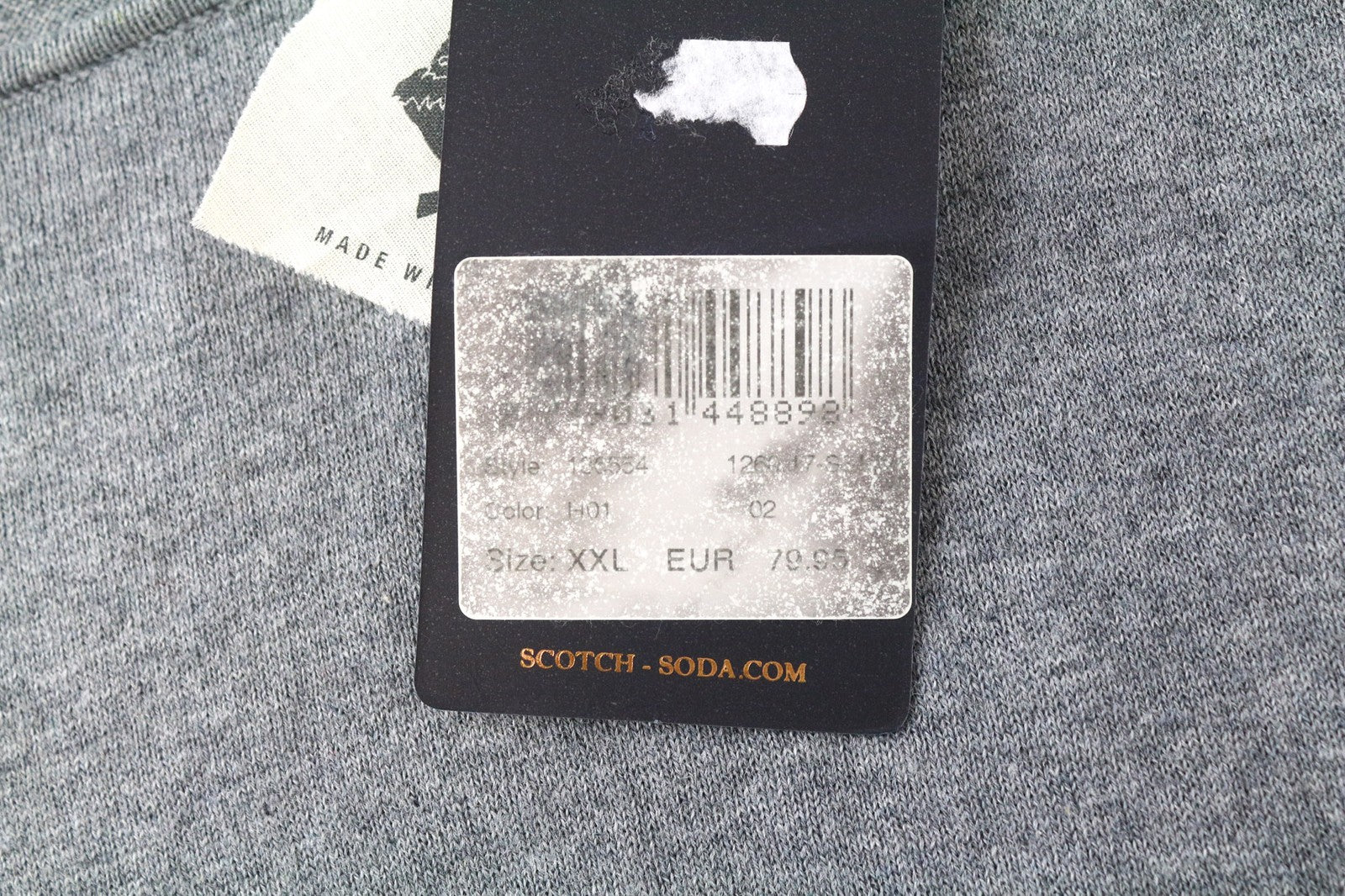 SCOTCH &amp; SODA Ams Couture vyriškas džemperis ilgomis rankovėmis, 2XL, pilkas, medvilninis, kašmyro spalvos 