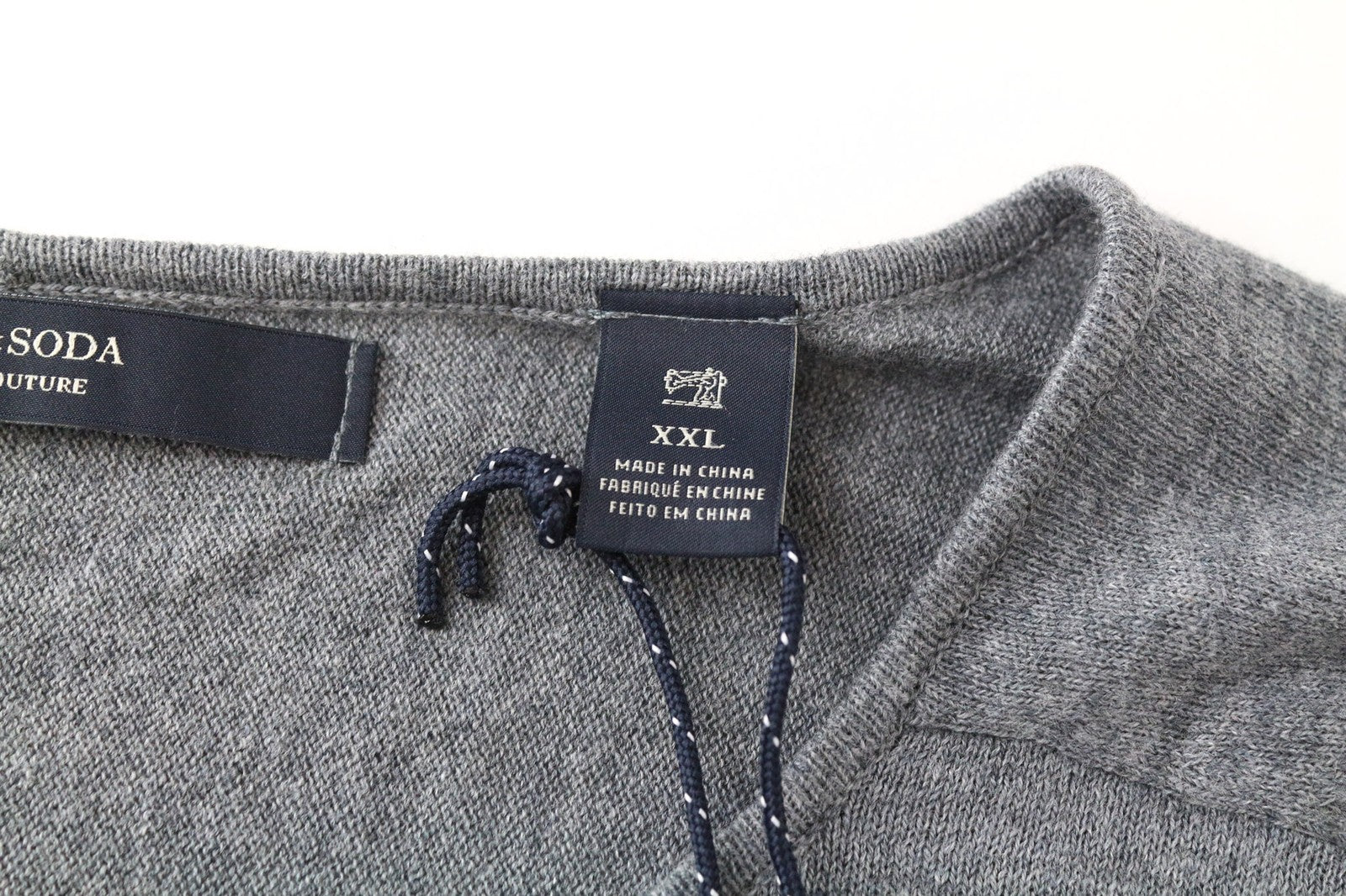 SCOTCH &amp; SODA Ams Couture vyriškas džemperis ilgomis rankovėmis, 2XL, pilkas, medvilninis, kašmyro spalvos 