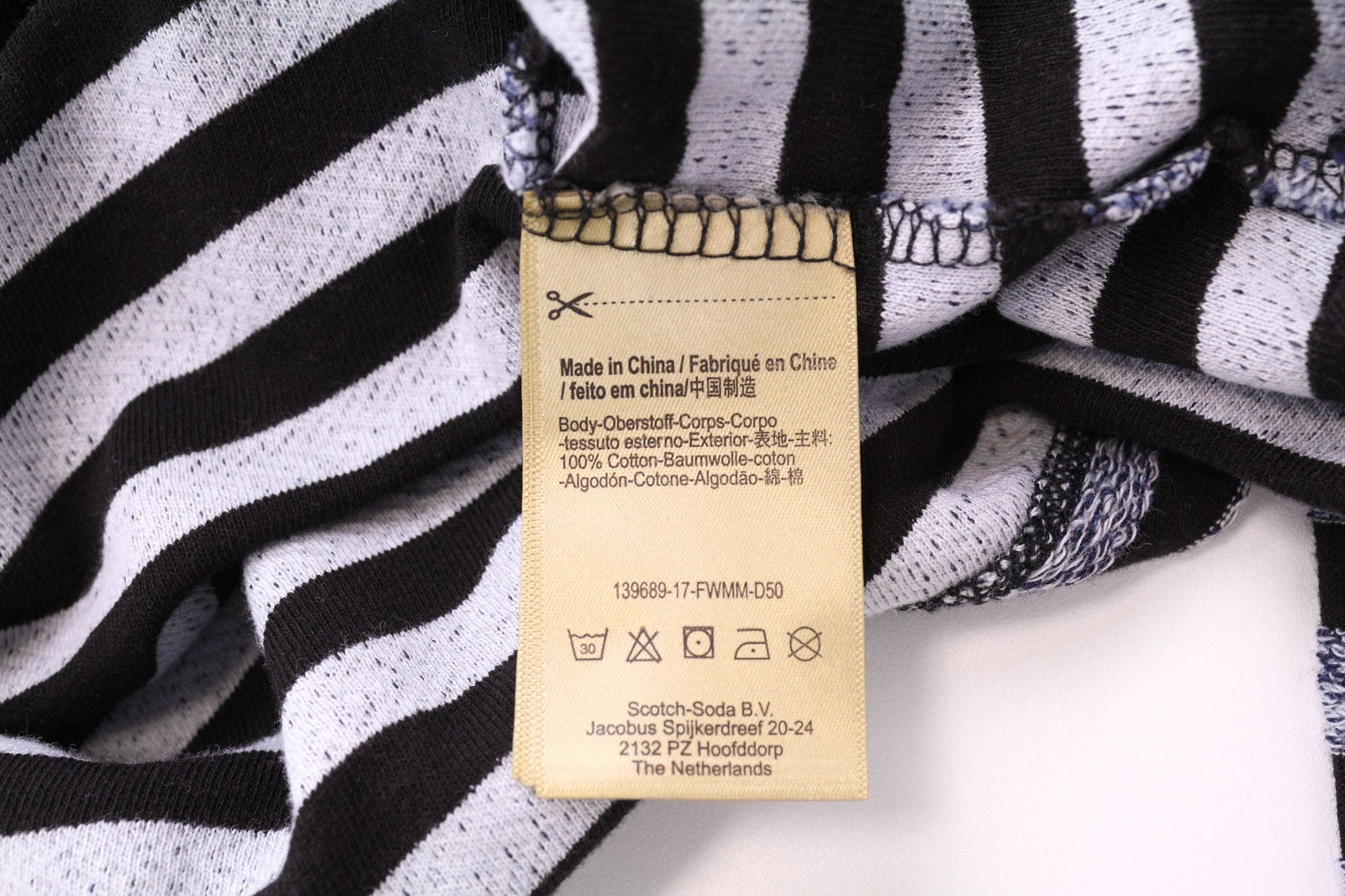 SCOTCH &amp; SODA Ams Couture vyriškas džemperis su mėlynais dryžiais, grynos medvilnės megztinis S dydžio 