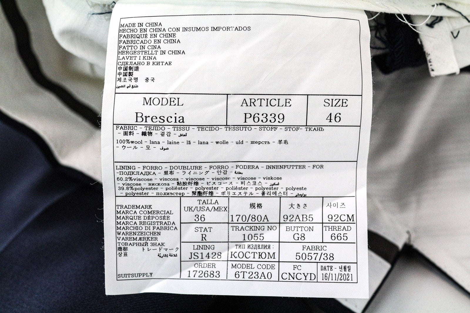 SUITSUPPLY Brescia Men's Pants UK36R Blue Wool Pleated Front Slim Formal Lined