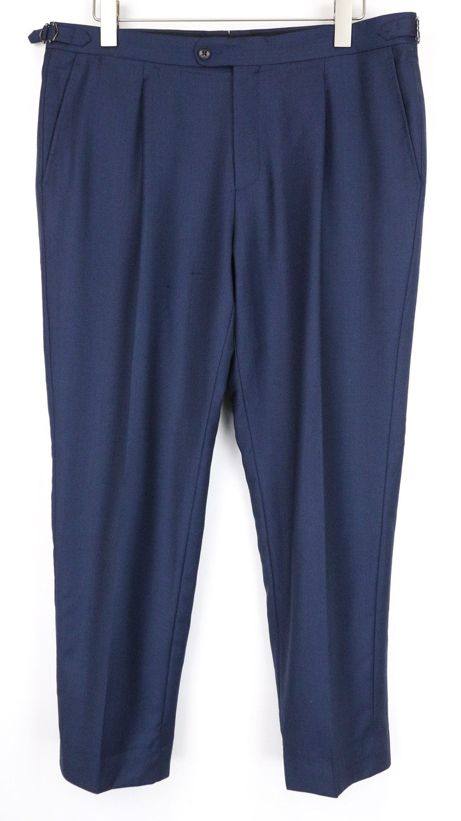 SUITSUPPLY Brescia Men's Pants UK36S Blue Wool Pleated Slim Fit Side Adjusted