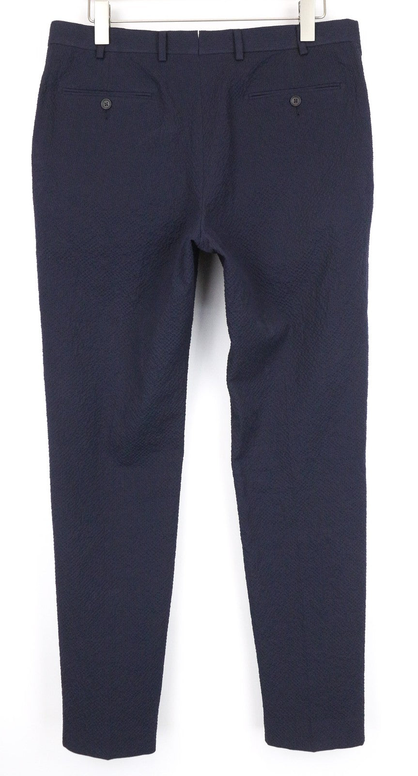 SUITSUPPLY Soho Men's Pants UK42R Navy Blue Stretch Cotton Pleated Dress Trouser