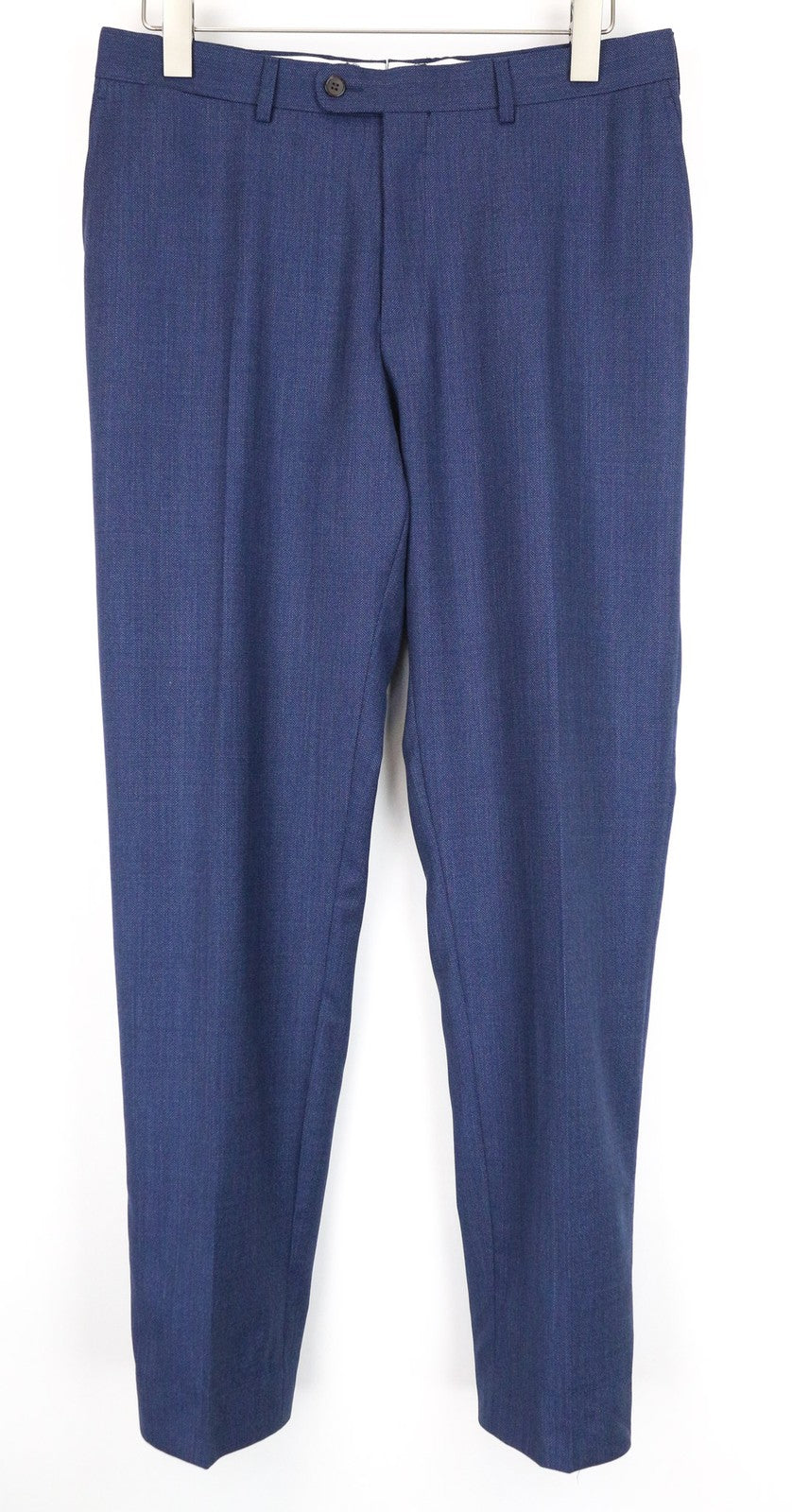 SUITSUPPLY Brescia Men's Trousers UK42 Blue Pleated Wool Blend Classic Formal