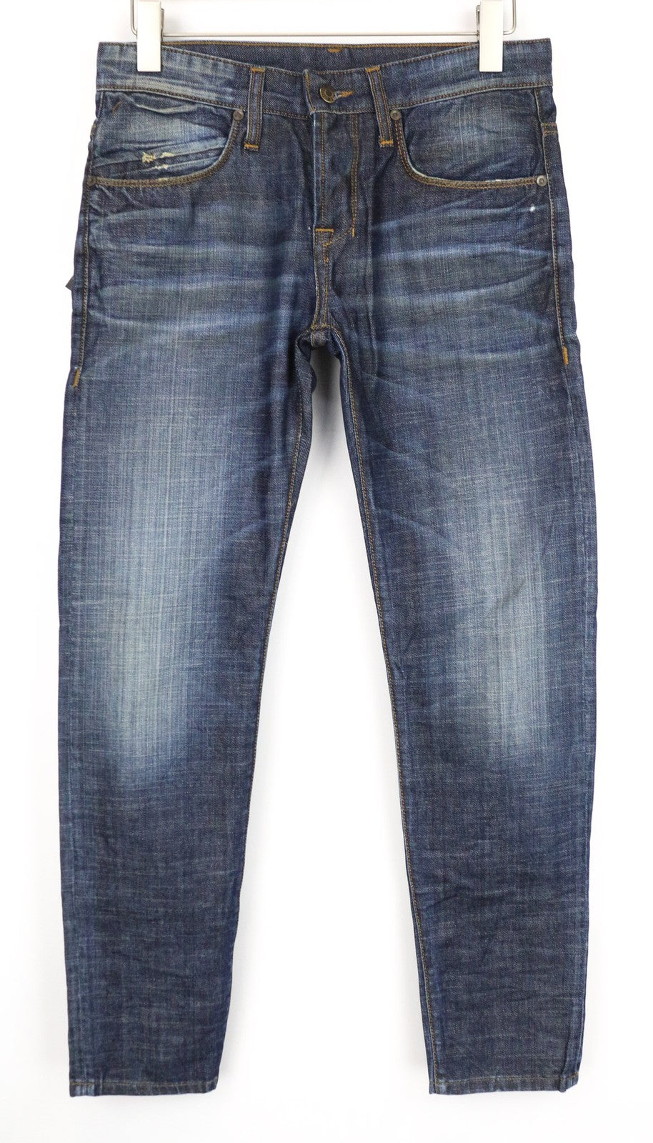 TAKESHY KUROSAWA Men's Jeans W30 Slim Cut Dark Blue Pure Cotton Classic Washed